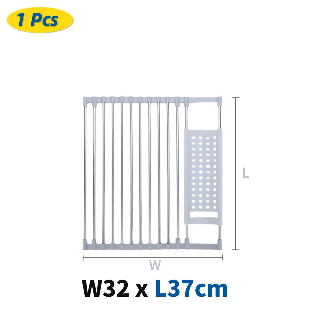 Kitchen Foldable Sink Plate Storage Bowl Holder 304 Stainless Kitchen Dish Drying Rack Dish Drainer Shelf Kitchen Accessories