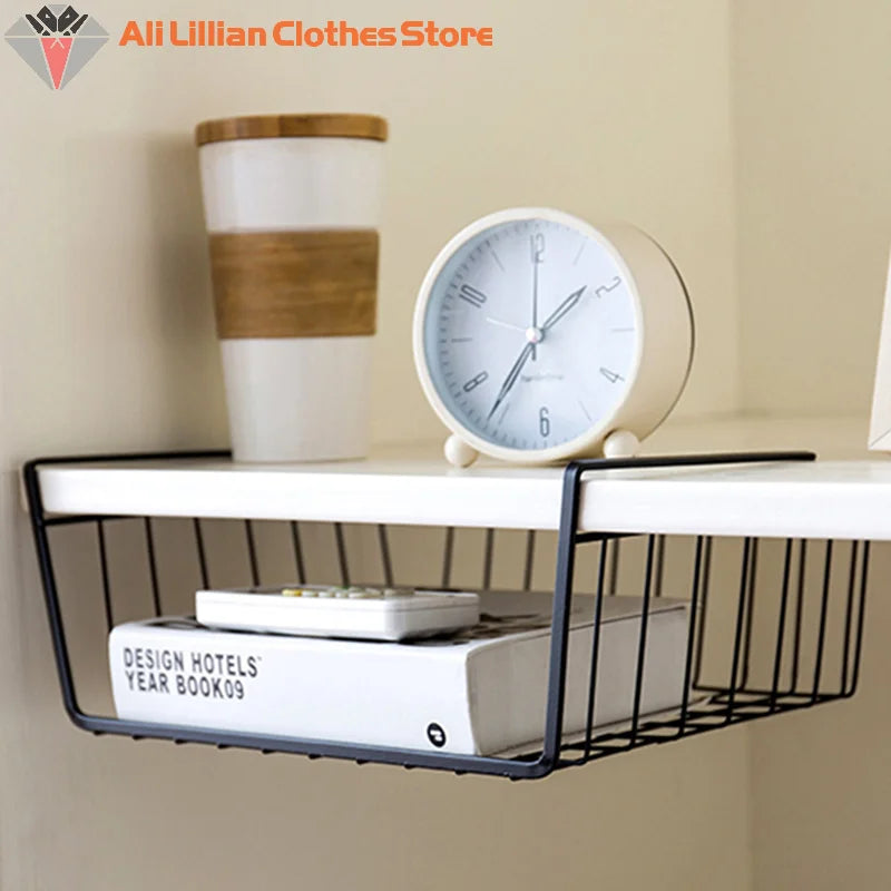 Multi Functional Perforated Kitchen Bathroom Storage Hanging Basket Storage Rack Iron Bottom Hanging Basket Hanging Wire Basket