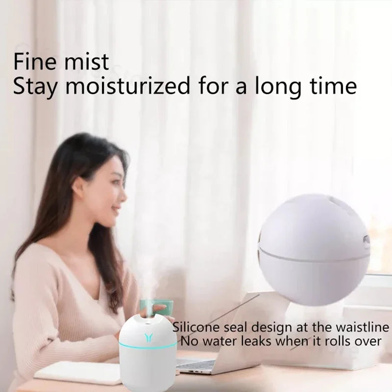 1pc Portable USB ultrasonic air humidifier, essential oil diffuser, car purifier with LED light romantic light