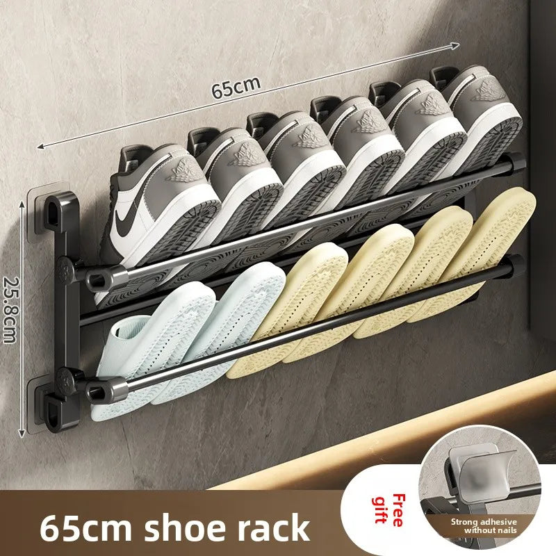 Multi-Functional Wall-Mounted Batoom oe Ra Foldable Metal Storage Organizer for Toiletries And Footwear behind Door