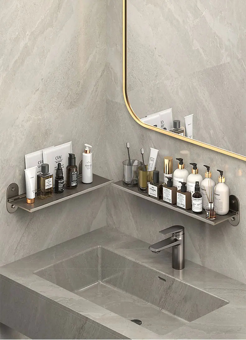 Bathroom Shelf Storage Rack Punch-Free Alumimum Foldable Shelf for Wall Bathroom Wash Basin Cosmetics Storage Organizers Shelves