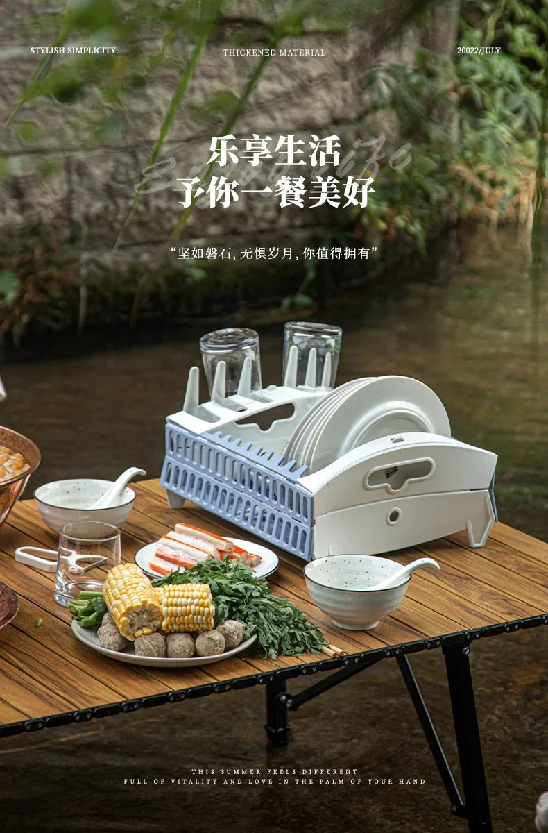Foldable Dish Rack Collapsible Draining Tray Kitchen Storage Holder Drainer Bowl Tableware Plate Dinnerware Drainer Organizer