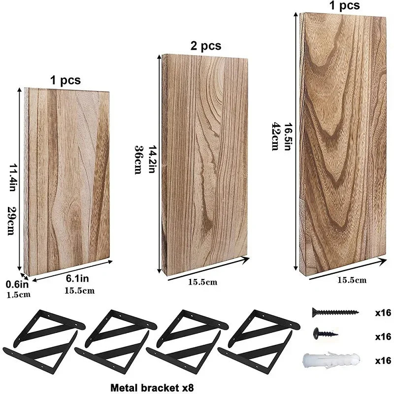 1PC Wooden Shelf Wall Mounted Floating Shelves Home Decorative Storage Rack Display Organizer For Living Room Kitchen Bathroom