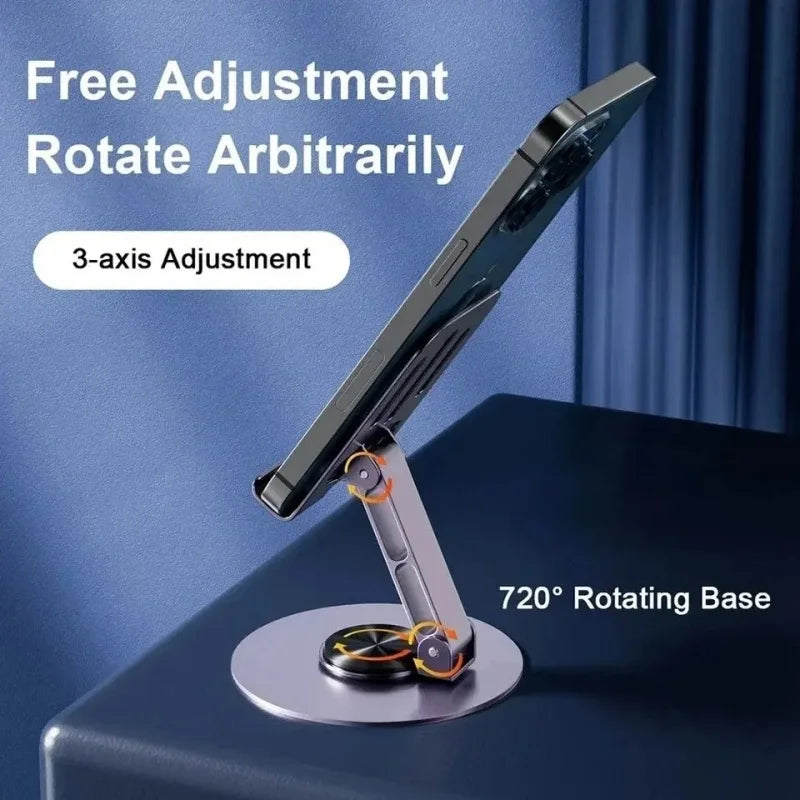 720 Rotating Aluminum Portable Tablet Stand for iPad Adjustable Flexible Folding Lazy Desktop Live Cell Phone Holder Mount