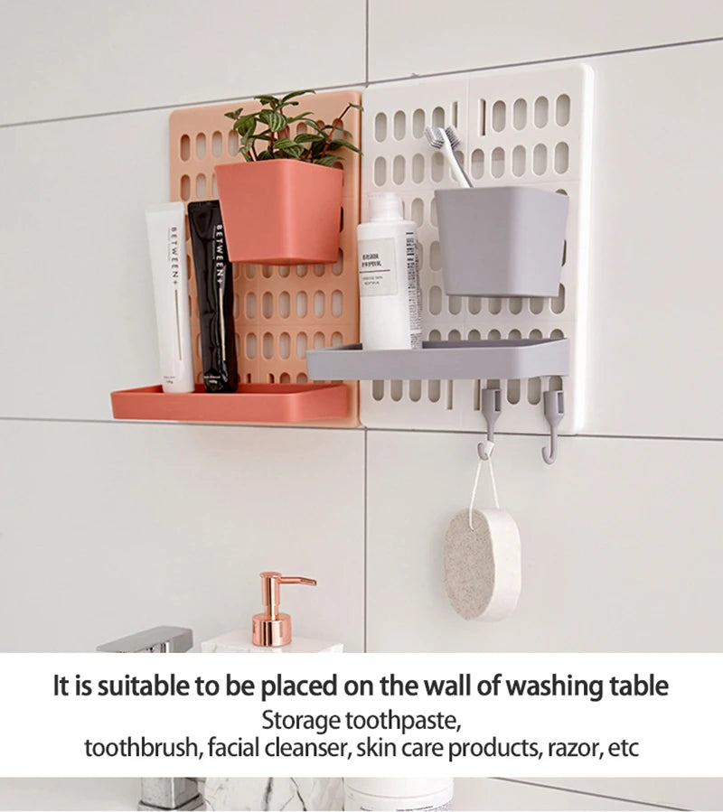 Hole Board Wall Shelf Hooks Self-adhesive Storage Rack Desk Organizer Room Organization Various Home Storage Accessories