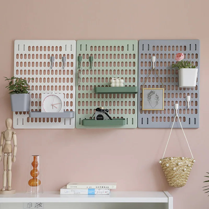 Hole Board Wall Shelf Hooks Self-adhesive Storage Rack Desk Organizer Room Organization Various Home Storage Accessories