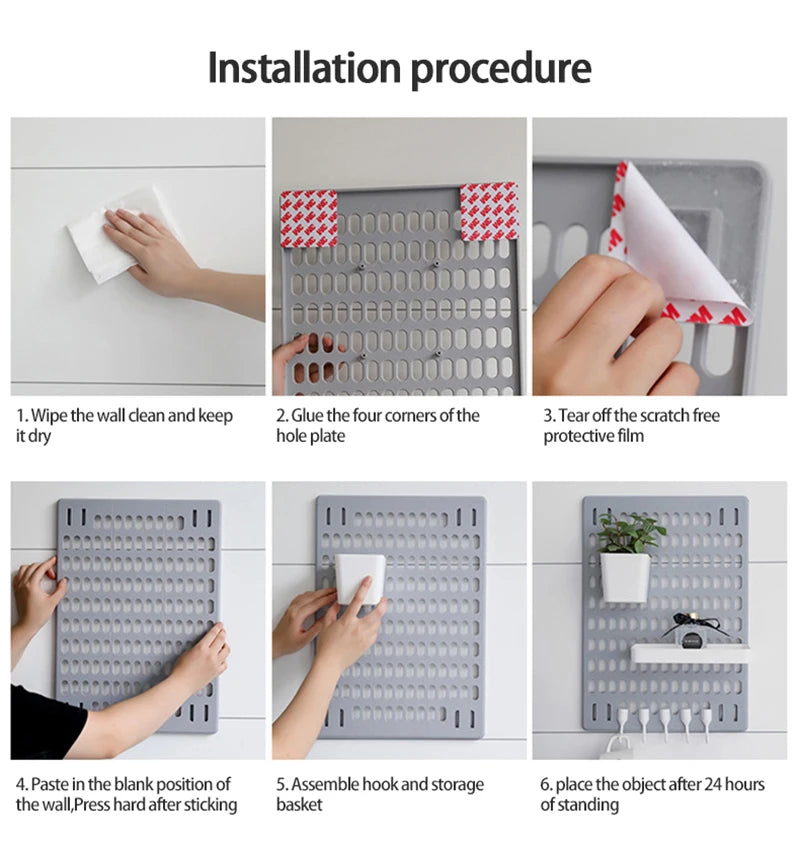 Hole Board Wall Shelf Hooks Self-adhesive Storage Rack Desk Organizer Room Organization Various Home Storage Accessories