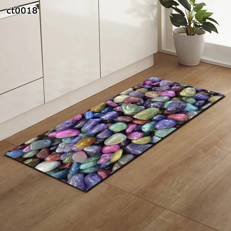 7mm Soft 3D Long Kitchen Anti-slip Mat Bath Carpet Floor Mat Home Entrance Doormat Absorbent Living Room Floor Mats Kitchen Rug