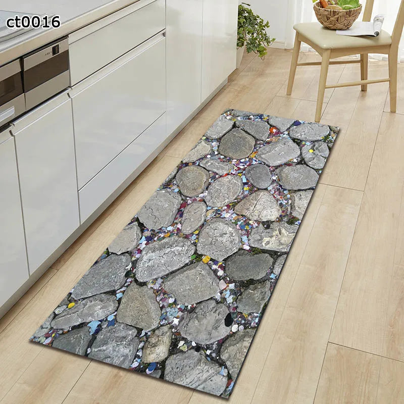 7mm Soft 3D Long Kitchen Anti-slip Mat Bath Carpet Floor Mat Home Entrance Doormat Absorbent Living Room Floor Mats Kitchen Rug