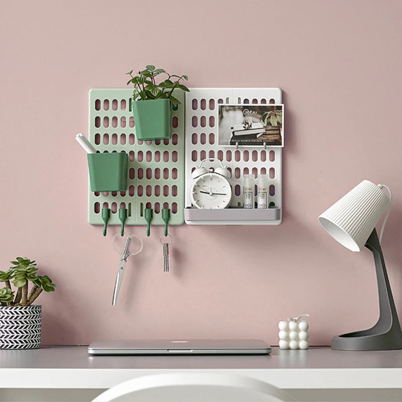 Hole Board Wall Shelf Hooks Self-adhesive Storage Rack Desk Organizer Room Organization Various Home Storage Accessories