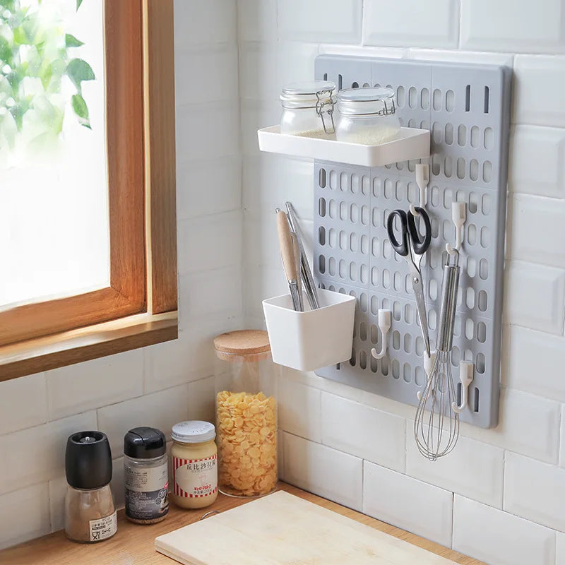 Hole Board Wall Shelf Hooks Self-adhesive Storage Rack Desk Organizer Room Organization Various Home Storage Accessories