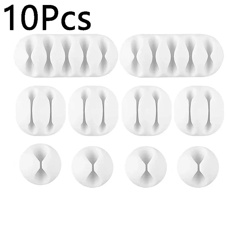Self Adhesive Cable Clips Silicone USB Cable Organizer USB Charging Cable Winder Office Desktop Management Clips Cables Holder