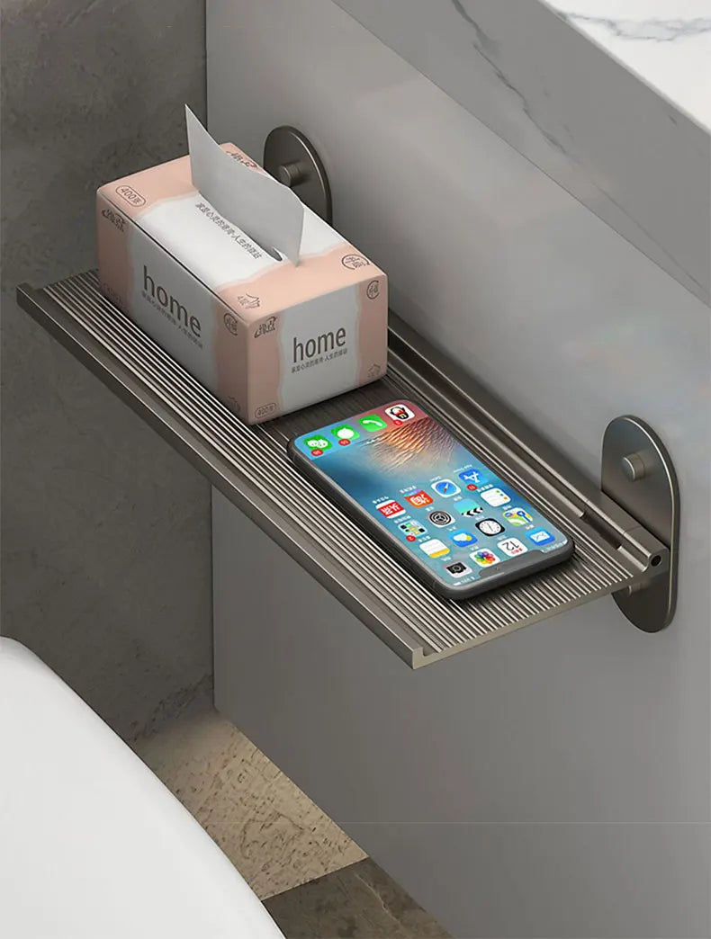 Bathroom Shelf Storage Rack Punch-Free Alumimum Foldable Shelf for Wall Bathroom Wash Basin Cosmetics Storage Organizers Shelves