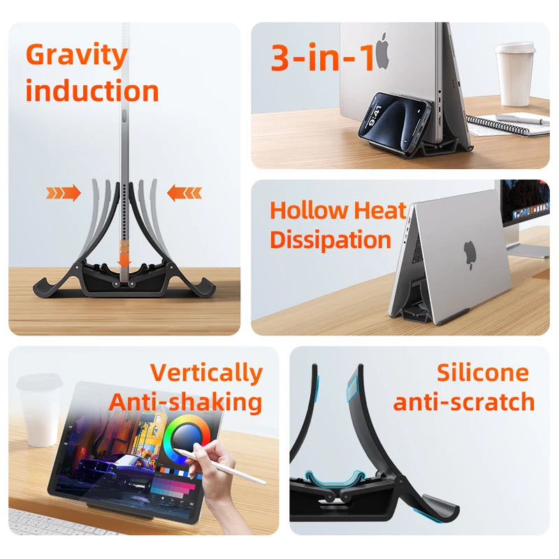 CABLETIME Vertical Laptop Stand Desktop Gravity Holder Notebook Support For MacBook Pro Air Surface HP Dell   iPad Tablet Stand