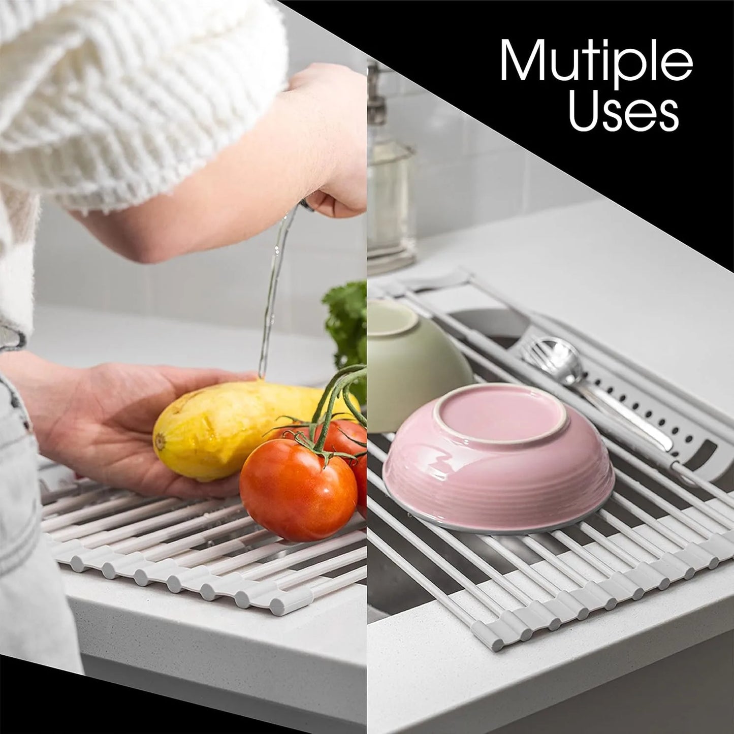Kitchen Foldable Sink Plate Storage Bowl Holder 304 Stainless Kitchen Dish Drying Rack Dish Drainer Shelf Kitchen Accessories