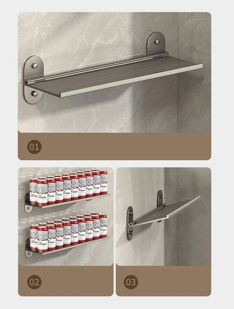 Bathroom Shelf Storage Rack Punch-Free Alumimum Foldable Shelf for Wall Bathroom Wash Basin Cosmetics Storage Organizers Shelves