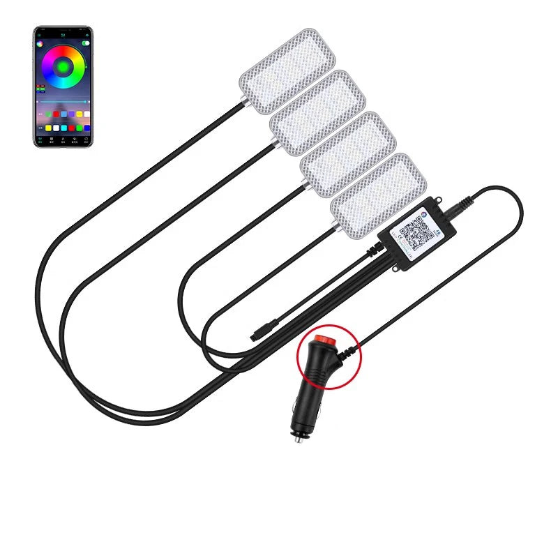 LED Car Interior Ambient Foot Strip Light Kit Accessories Backlight Remote App Music Control Auto RGB Decorative Lamp