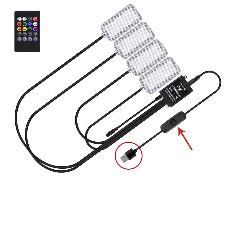 LED Car Interior Ambient Foot Strip Light Kit Accessories Backlight Remote App Music Control Auto RGB Decorative Lamp