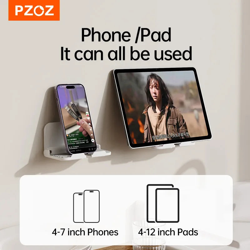 PZOZ Wall Mount Holder Charger Hook Hanging Stand Bracket Dock Mobile Phone Tablet Holder Pasted on Wall Foldable Shower Holder