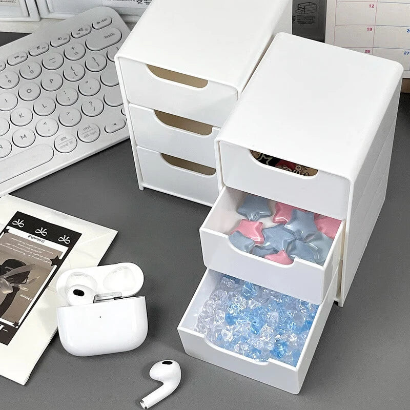 White Makeup Vanity Storage Box for Jewelry Organizer Wall Mounted Cosmetic Display Shelf Dressing Table Organization