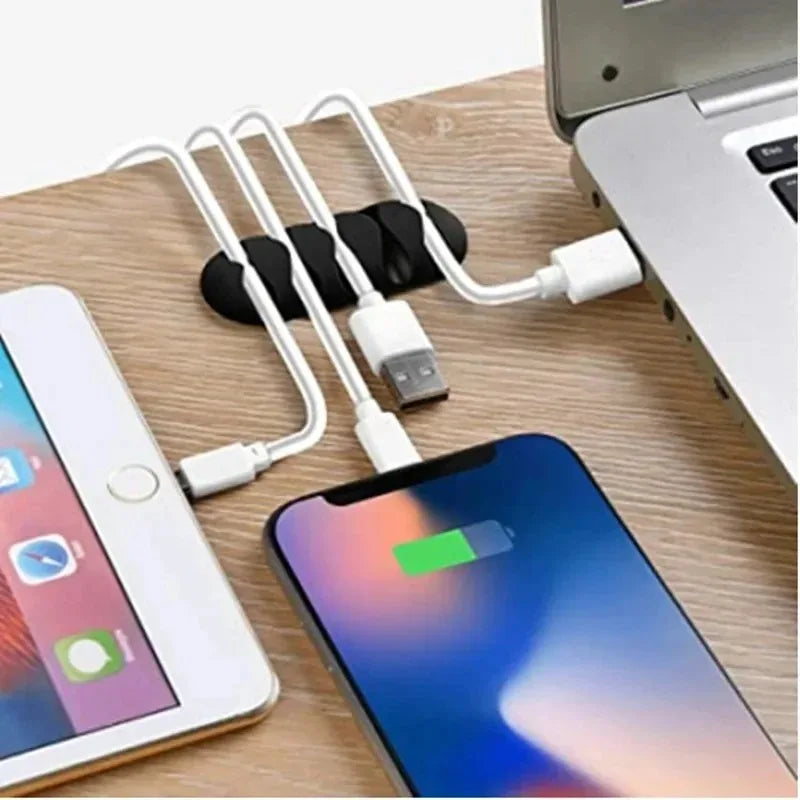 Self Adhesive Cable Clips Silicone USB Cable Organizer USB Charging Cable Winder Office Desktop Management Clips Cables Holder