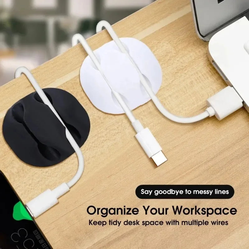 Self Adhesive Cable Clips Silicone USB Cable Organizer USB Charging Cable Winder Office Desktop Management Clips Cables Holder