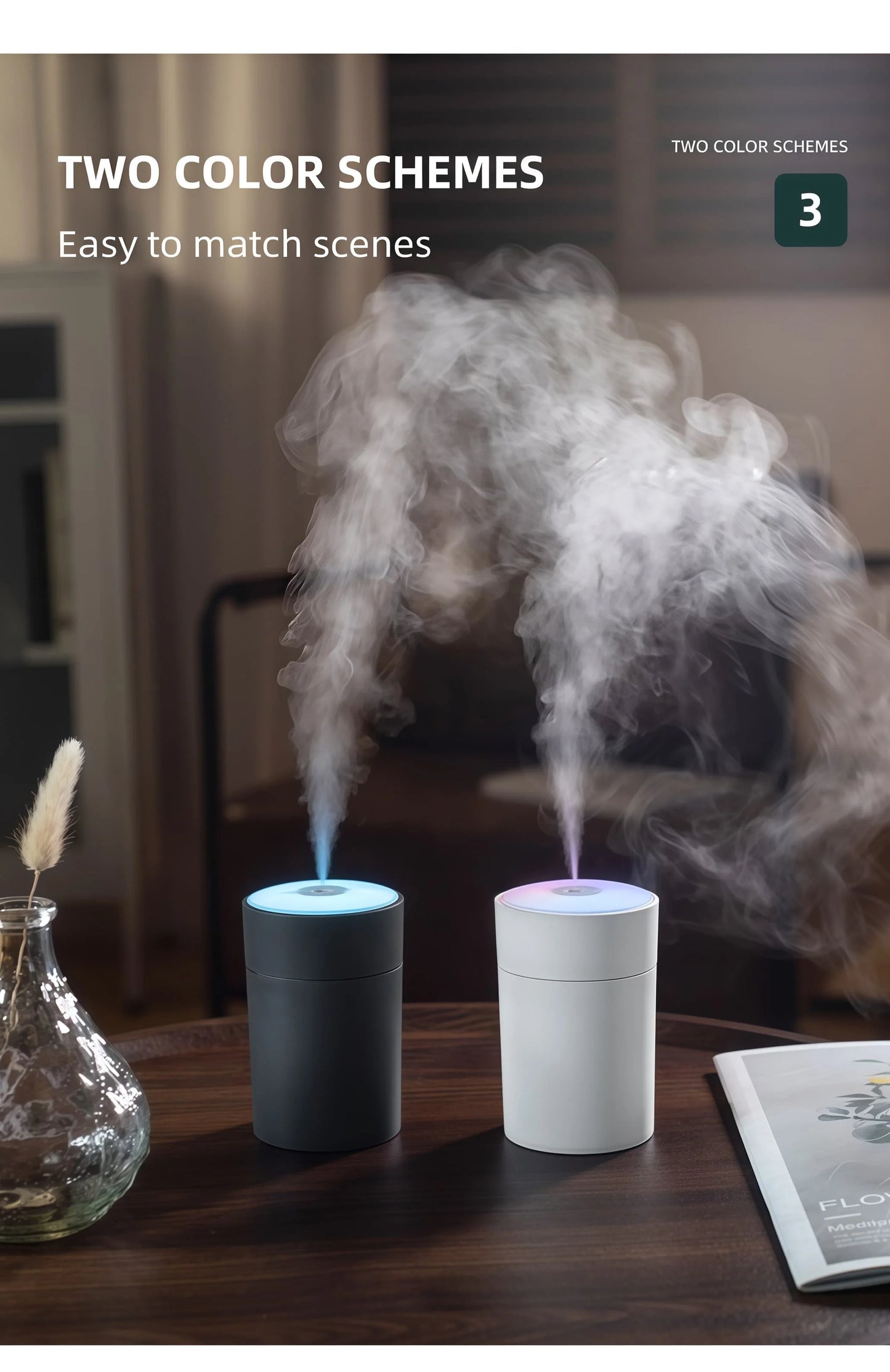 200ML Car Air Humidifier Portable Mini Spray Mist Humidifier with LED Light USB Powered Essential Oil Diffuser For Bedroom Home