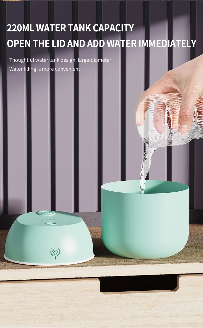 Portable USB Ultrasonic Air Mini Humidifier Essential Oil Diffuser Car Purifier Aroma Anion Mist Maker with LED Lamp Lighting