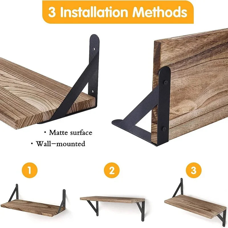 1PC Wooden Shelf Wall Mounted Floating Shelves Home Decorative Storage Rack Display Organizer For Living Room Kitchen Bathroom