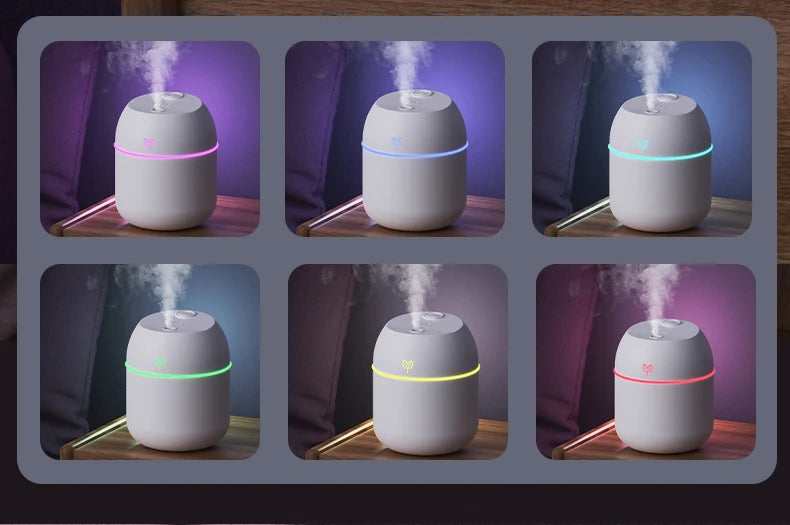 Portable USB Ultrasonic Air Mini Humidifier Essential Oil Diffuser Car Purifier Aroma Anion Mist Maker with LED Lamp Lighting
