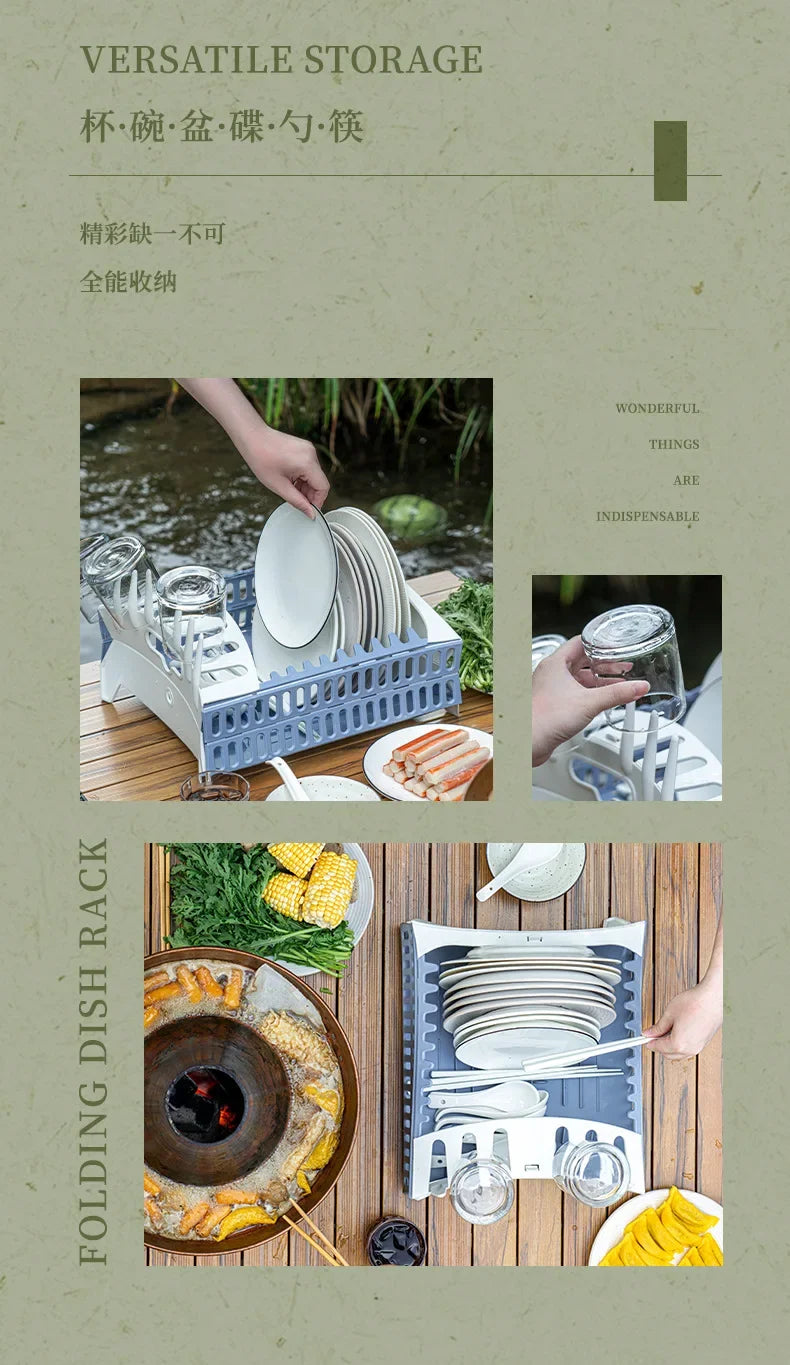 Foldable Dish Rack Collapsible Draining Tray Kitchen Storage Holder Drainer Bowl Tableware Plate Dinnerware Drainer Organizer