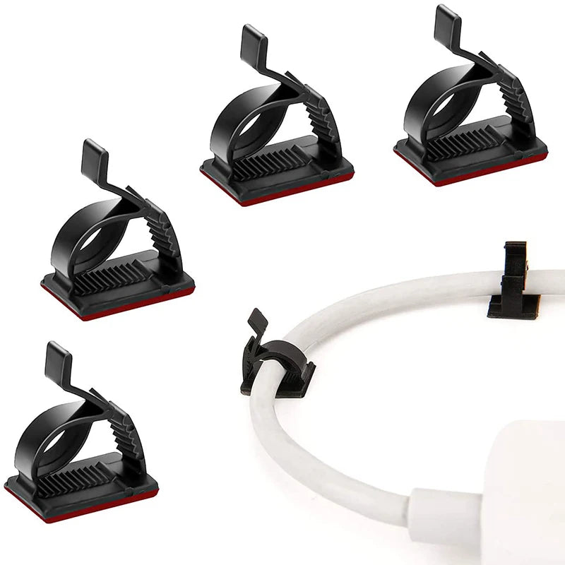 60/30/10PCS Self Adhesive Cable Management Organizer Clips Adjustable Desk Tidy Wire Cord Fixer Fastener Clips For Home Office