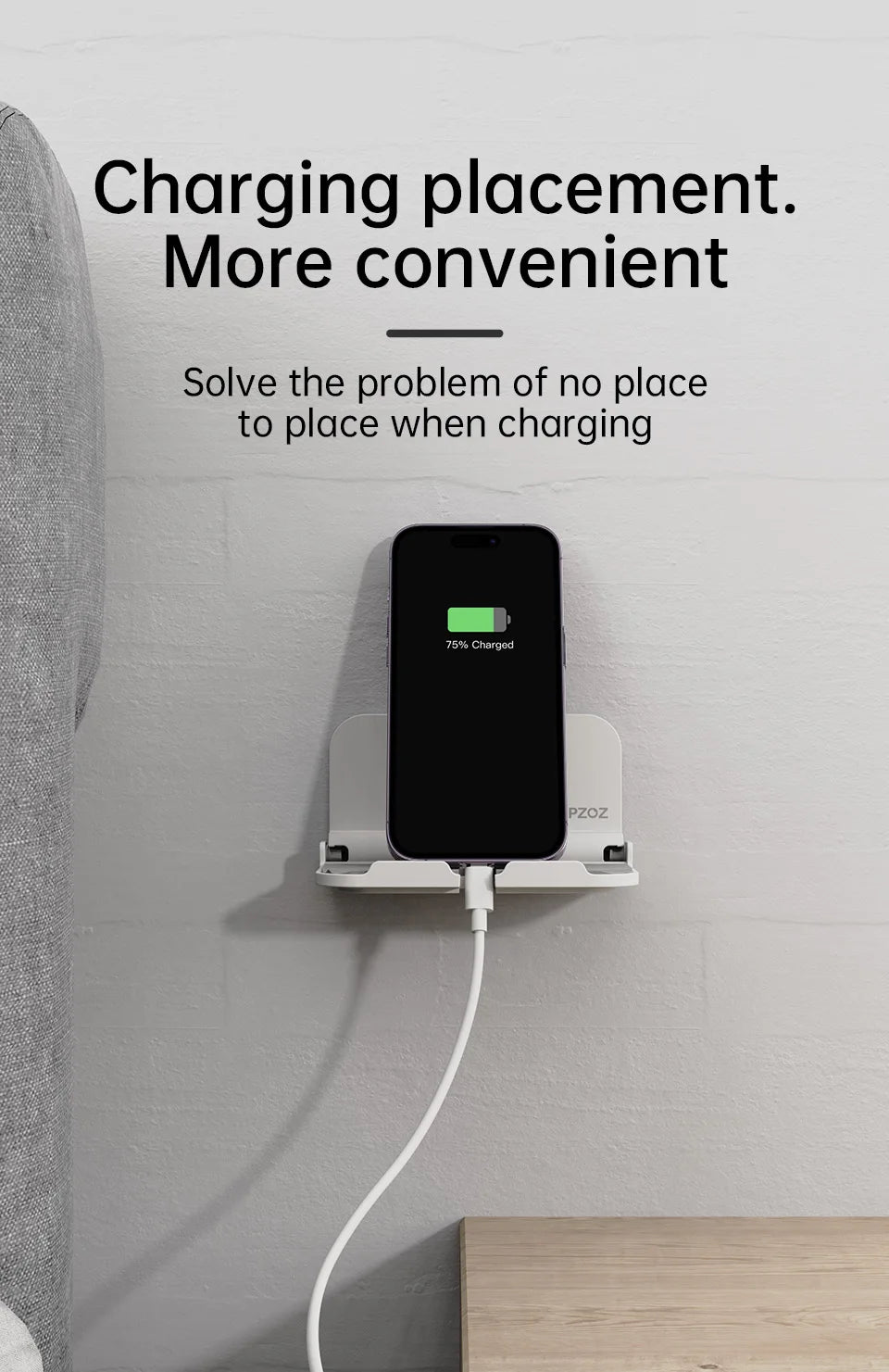 PZOZ Wall Mount Holder Charger Hook Hanging Stand Bracket Dock Mobile Phone Tablet Holder Pasted on Wall Foldable Shower Holder