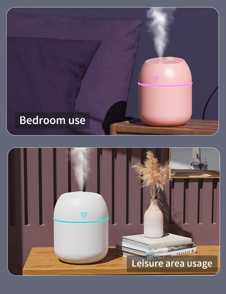 Portable USB Ultrasonic Air Mini Humidifier Essential Oil Diffuser Car Purifier Aroma Anion Mist Maker with LED Lamp Lighting