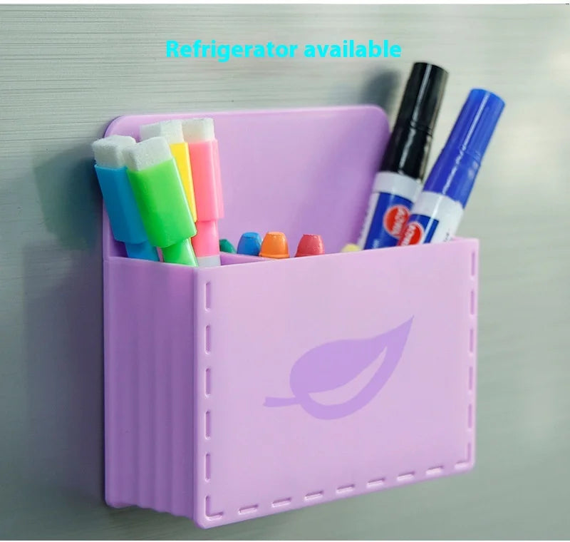 New Macaron Whiteboard Pen Storage Box Magnetic Hanging Suction Pen Holder Blackboard Wall Hanging Magnetic Graffiti Brush Box
