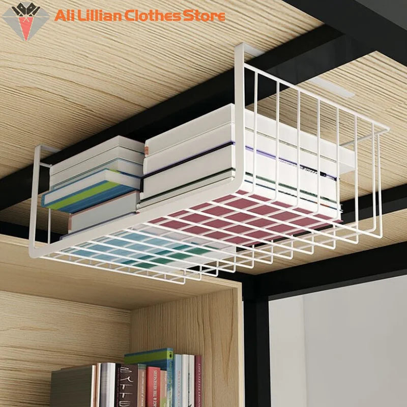 Multi Functional Perforated Kitchen Bathroom Storage Hanging Basket Storage Rack Iron Bottom Hanging Basket Hanging Wire Basket