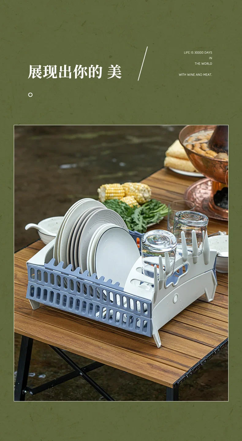 Foldable Dish Rack Collapsible Draining Tray Kitchen Storage Holder Drainer Bowl Tableware Plate Dinnerware Drainer Organizer