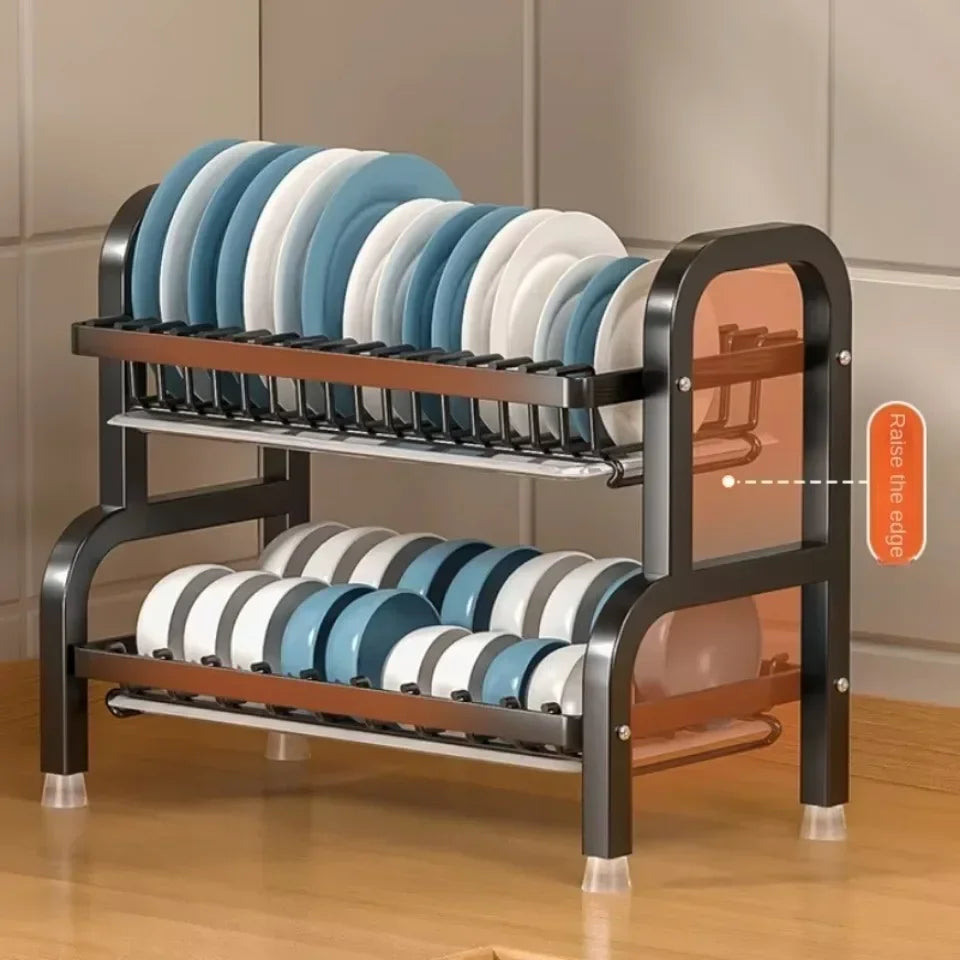 Dish Drying Rack Bowl Racks Large Rust-proof Dish Drainer with Utensil Holder 3 Layer Secure Kitchen Utensil Storage Drainboard