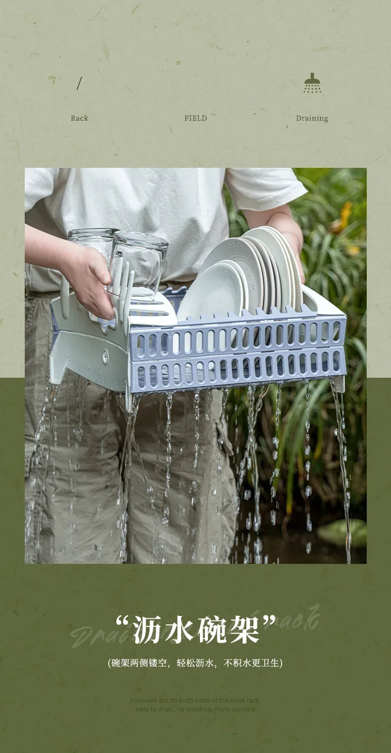 Foldable Dish Rack Collapsible Draining Tray Kitchen Storage Holder Drainer Bowl Tableware Plate Dinnerware Drainer Organizer