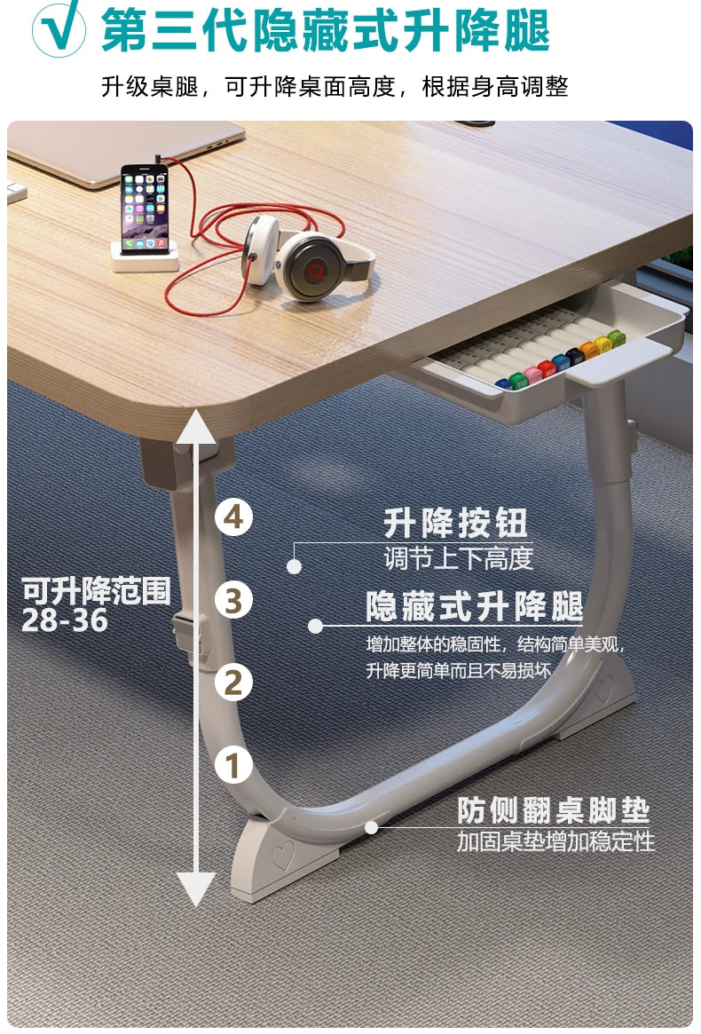 Folding Minimalist Corner Adjustable Portable Office Laptop Standing Desk Modern Ergonomic Lap L-Shaped Gaming Computer Bed