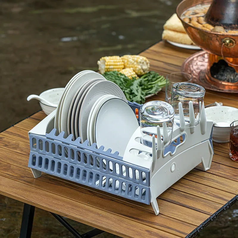Foldable Dish Rack Collapsible Draining Tray Kitchen Storage Holder Drainer Bowl Tableware Plate Dinnerware Drainer Organizer