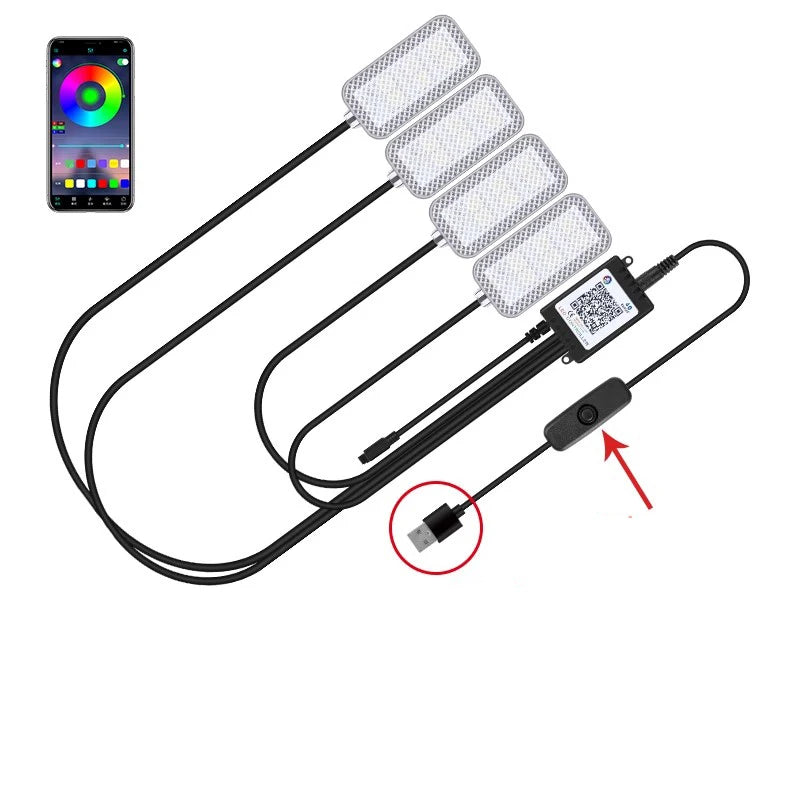 LED Car Interior Ambient Foot Strip Light Kit Accessories Backlight Remote App Music Control Auto RGB Decorative Lamp