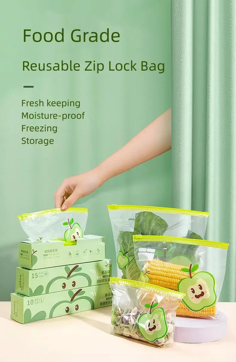 Reusable Zip Lock Bag Food Grade Transparent Storage Bag Refrigerator Fresh-keeping Bag Food Sealed Fruit Food Freezing Special