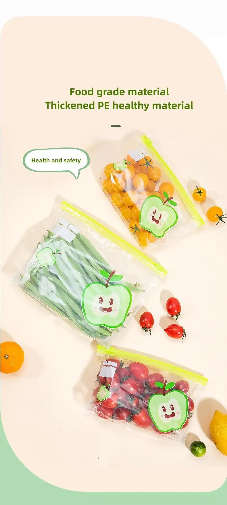 Reusable Zip Lock Bag Food Grade Transparent Storage Bag Refrigerator Fresh-keeping Bag Food Sealed Fruit Food Freezing Special