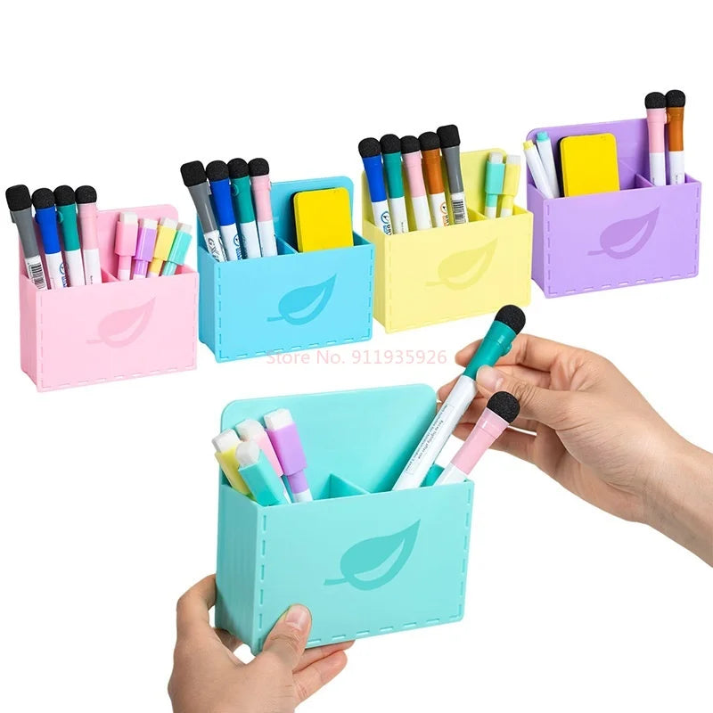 New Macaron Whiteboard Pen Storage Box Magnetic Hanging Suction Pen Holder Blackboard Wall Hanging Magnetic Graffiti Brush Box