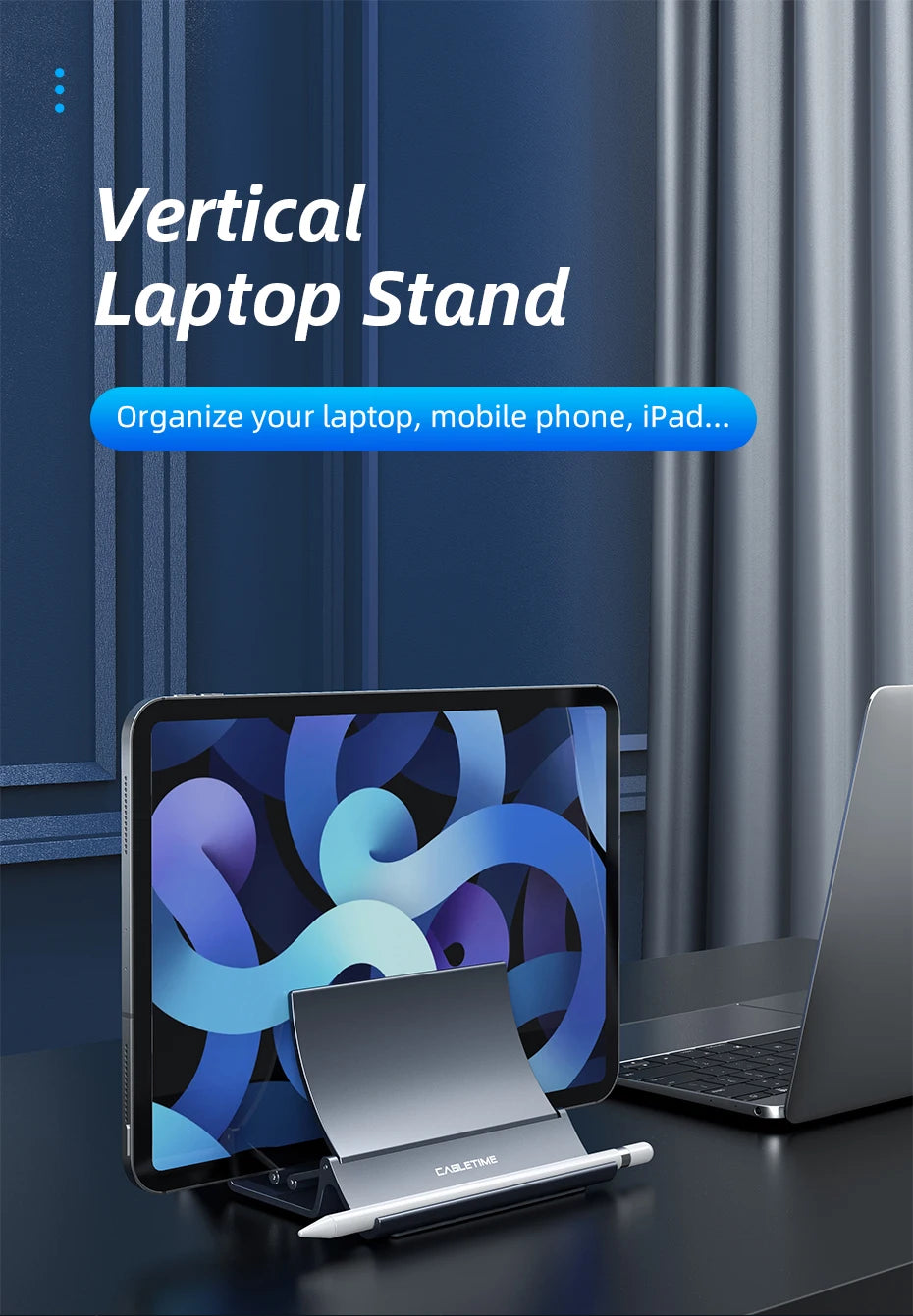CABLETIME Vertical Laptop Stand Desktop Gravity Holder Notebook Support For MacBook Pro Air Surface HP Dell   iPad Tablet Stand