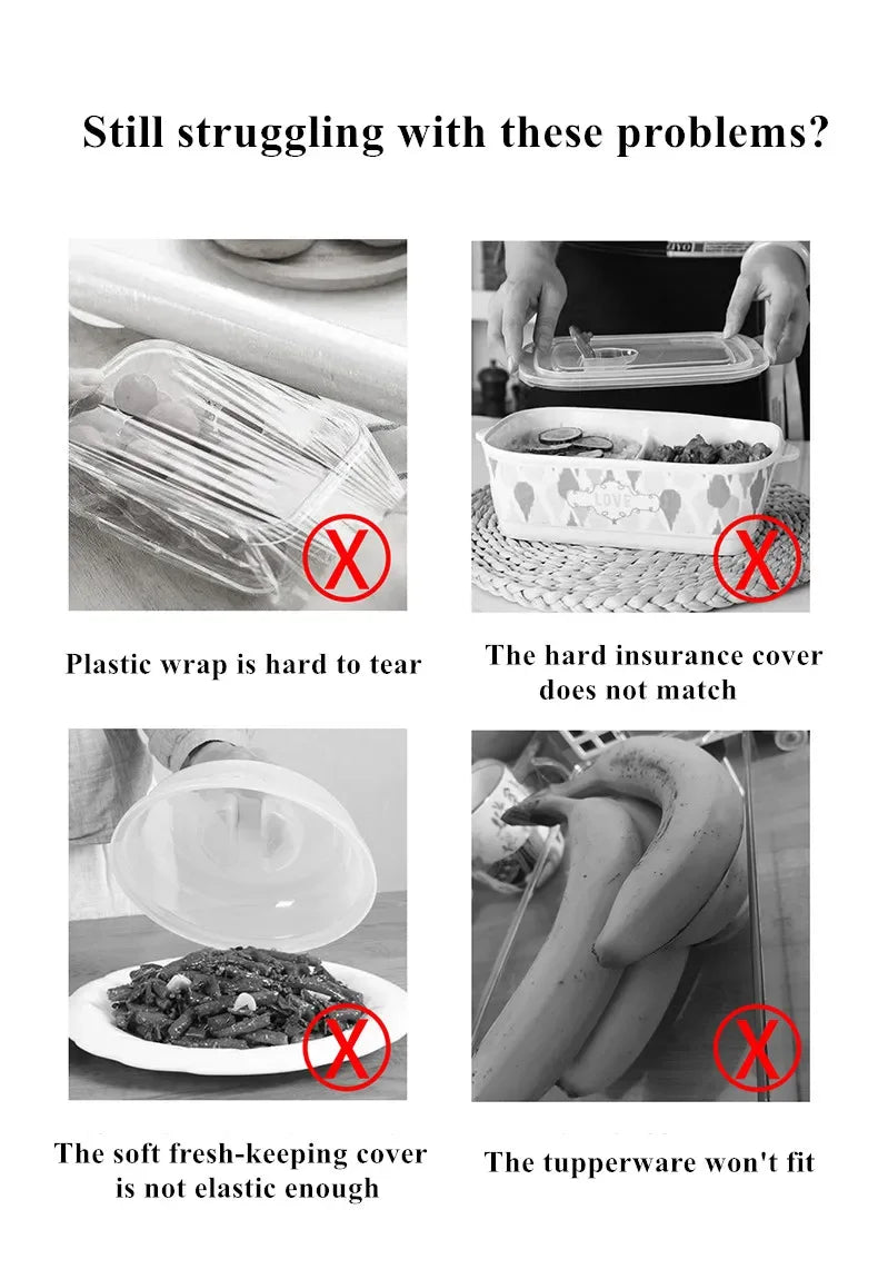 Reusable Food Wrap Storage Covers Bags For Bowl Elastic Plate Silicone Lid Cover Kitchen Fruit Plastic Fresh-Keeping Seal
