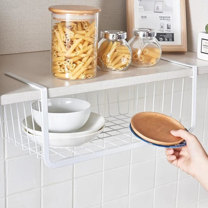 Multi Functional Perforated Kitchen Bathroom Storage Hanging Basket Storage Rack Iron Bottom Hanging Basket Hanging Wire Basket