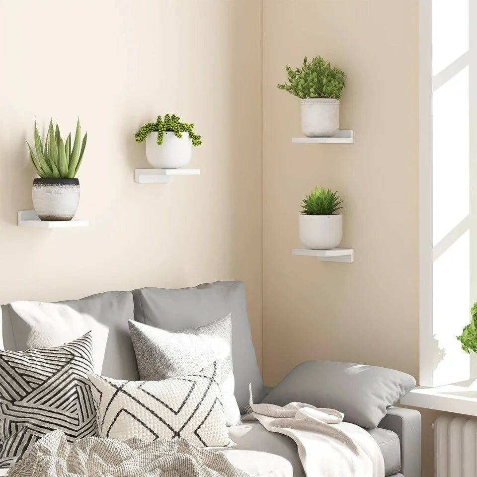 4-Pack Small Floating Shelves Household Decoration Furnishing Display Rack 5 Inch Potted Plant Sturdy Small-scale Storage Rack
