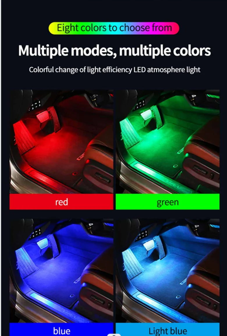 LED Car Interior Ambient Foot Strip Light Kit Accessories Backlight Remote App Music Control Auto RGB Decorative Lamp